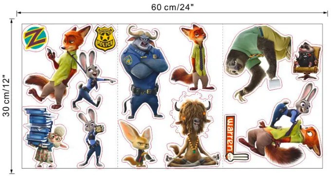 Autocolant de perete "Zootopia 2" 30x90cm