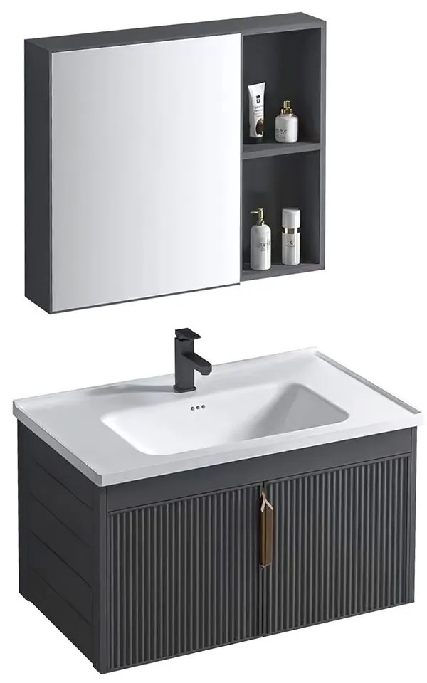 Set mobilier de baie cu lavoar Astor 60cm Grey