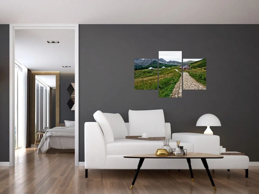 Tablou - Peisaj montan cu case (90x60 cm)