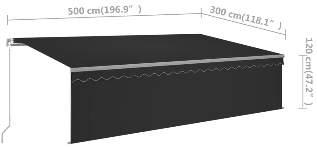 Copertina retractabila manual cu stor, antracit, 5x3 m Antracit, 5 x 3 m