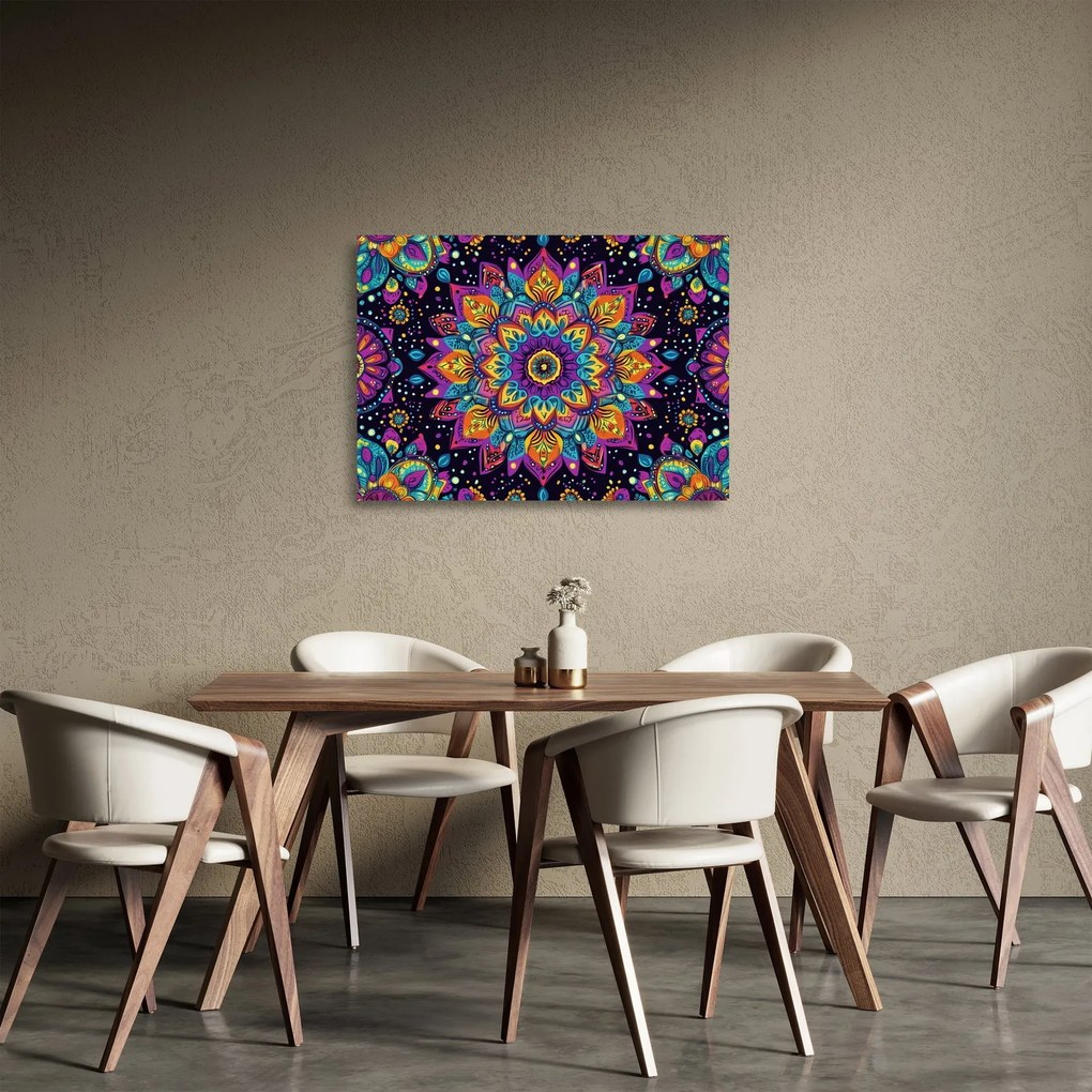Tablou pe sticlă - Mandală caleidoscopică (70x50 cm)