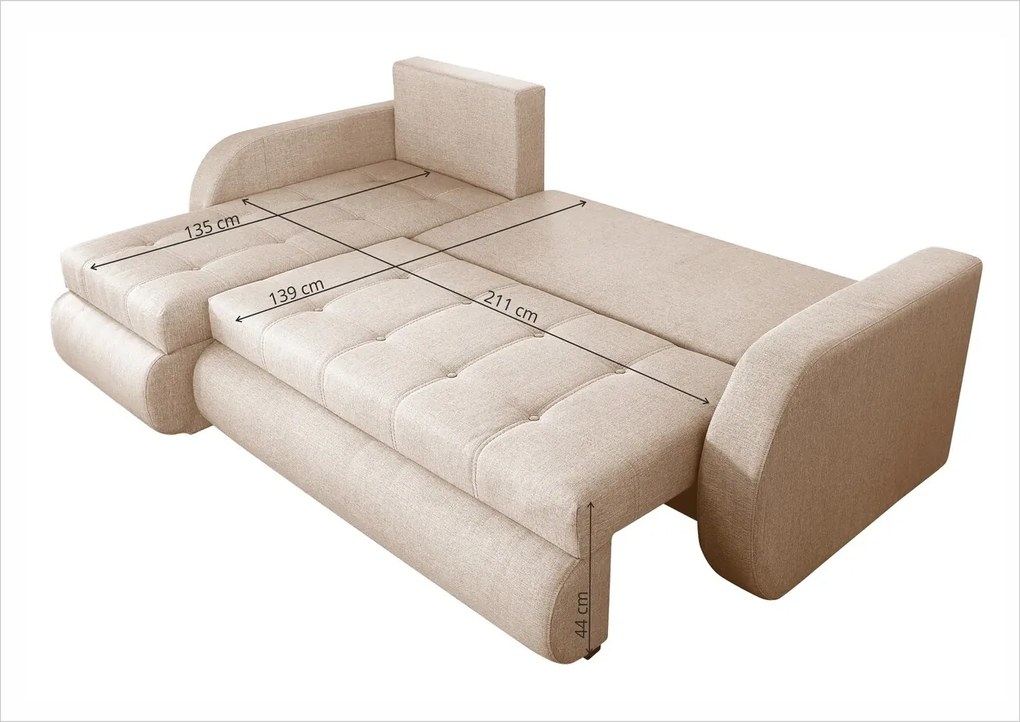 Coltar extensibil reversibil Siena Lux Cream 243x141x81 cm cu lada de depozitare