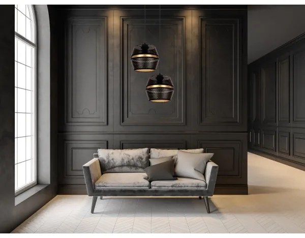 Lustră pe cablu PARIS 2xE27/60W/230V neagră/aurie