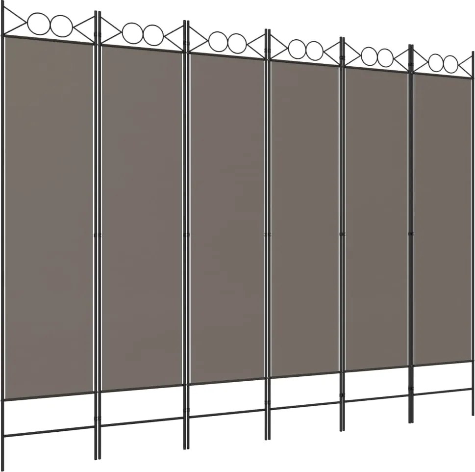 vidaXL Paravan de cameră cu 6 panouri, antracit, 240x220 cm, textil