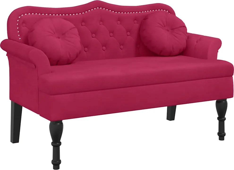 vidaXL Banchetă cu perne, roșu vin, 120,5x65x75 cm, catifea