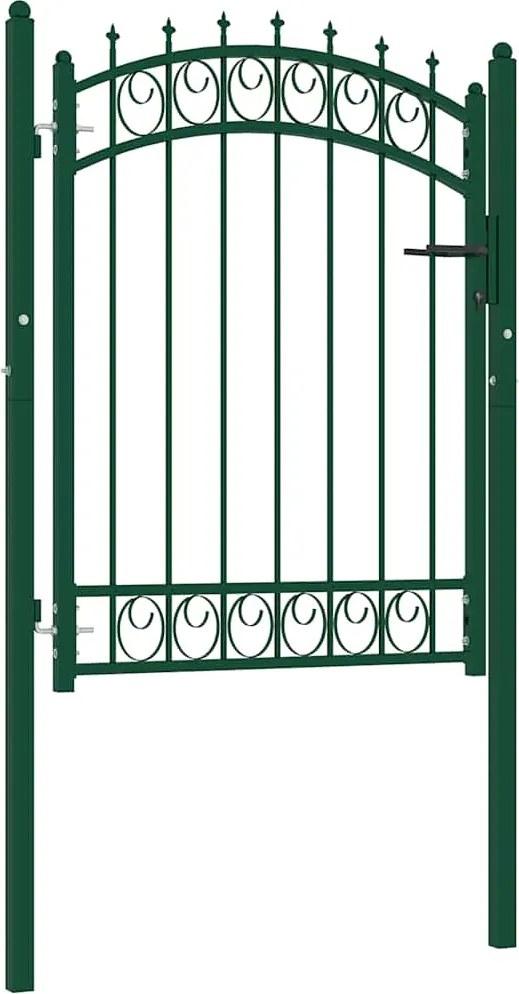 vidaXL Poartă de gard Emmen cu țepi din oțel, verde, 103x109,5 cm