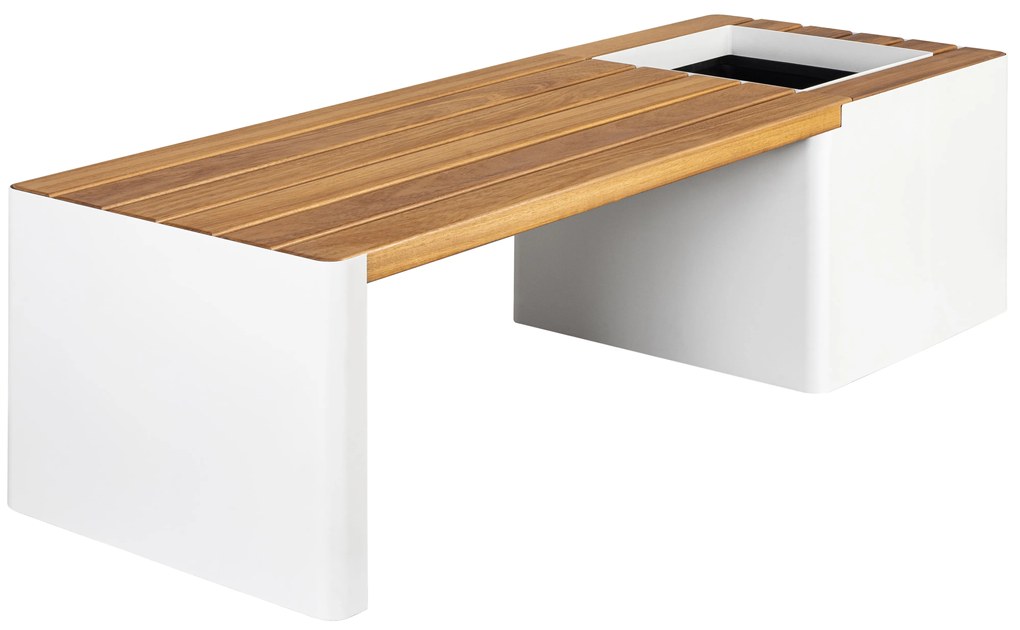 Bancă cu un ghiveci de flori cu auto-irrigare, WOODGREEN - Hobby Flower Culoare: alb/lemn natural