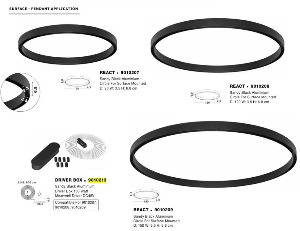 Sistem circular sina magnetica aplicata Breda, React 150cm