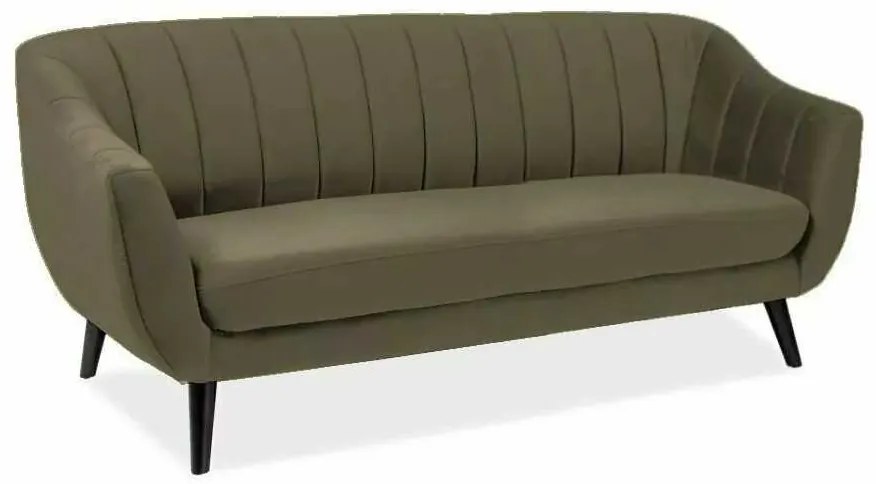 Canapea Elite Velvet, trei locuri, maslinie