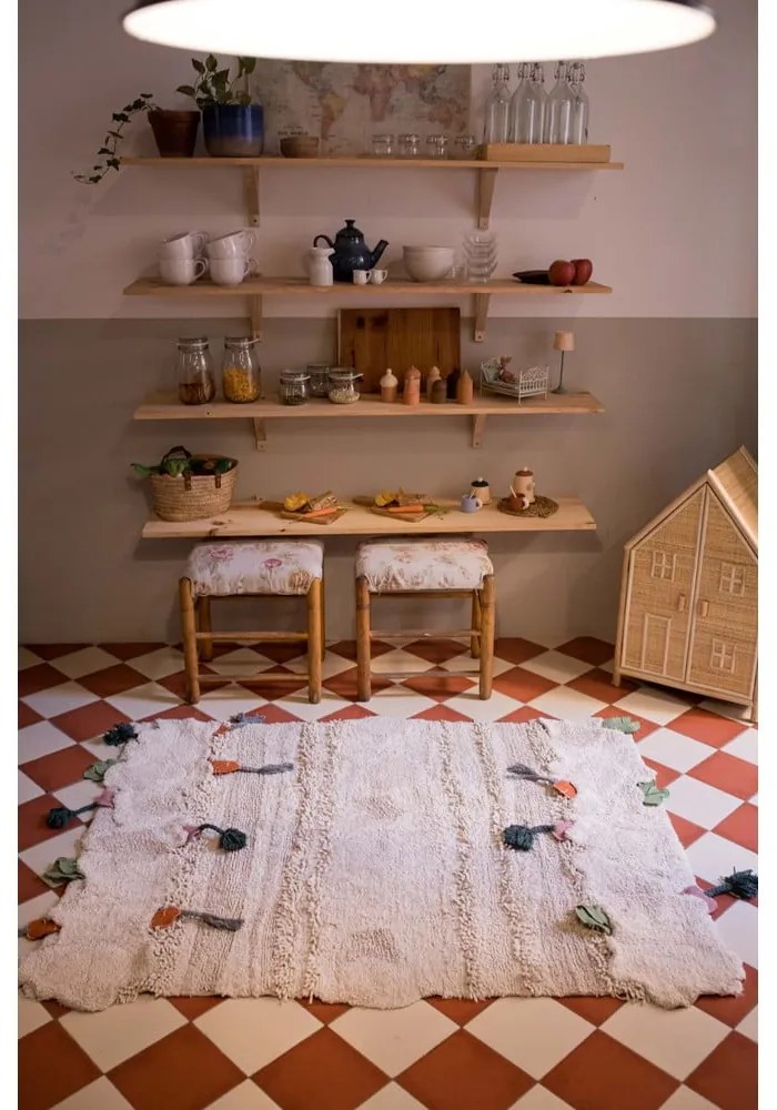 Covor de joacă pentru copii crem din bumbac 120x160 cm Veggie Garden – Lorena Canals