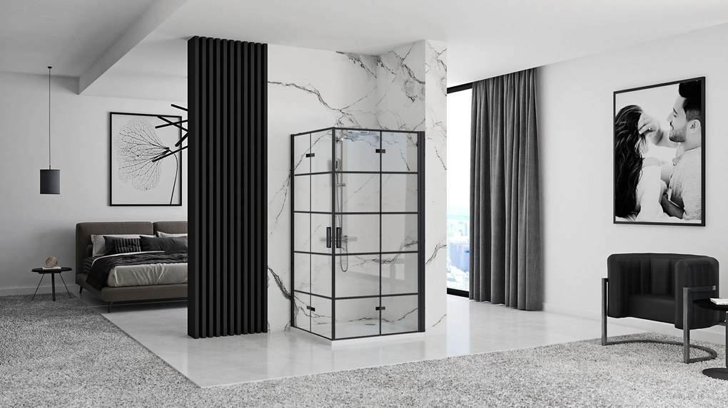 Cabina dus Molier Negru Dublu 80x110cm, Rea