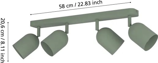 Eglo 44135 - Corp de iluminat cu spoturi TILSTON, 4xE14/40W/230V, verde