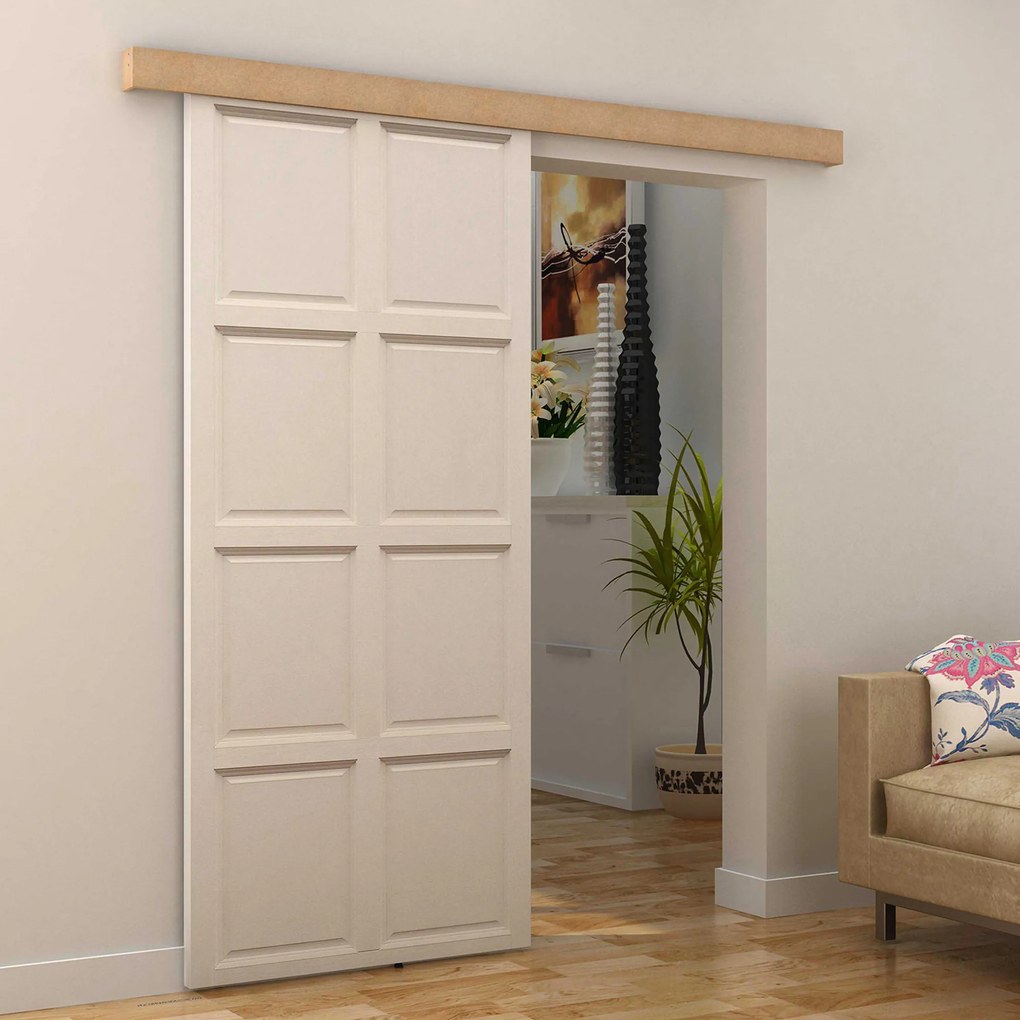 HOMCOM sina cu set de accesorii pentru usi glisante din lemn rustic | Aosom Romania