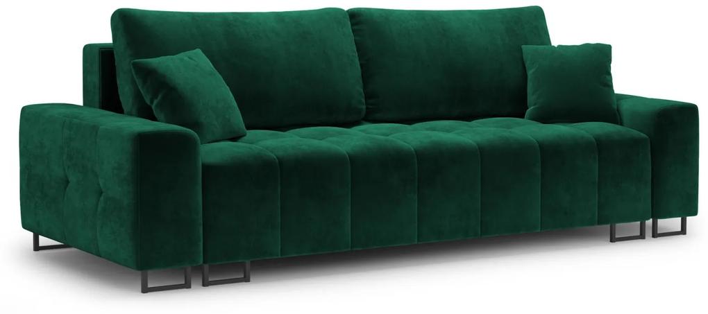 Canapea extensibila 3 locuri Byron cu tapiterie din catifea, verde