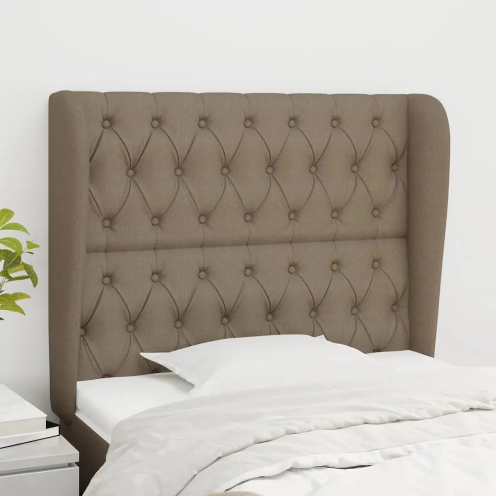 vidaXL Tăblie de pat cu aripioare gri taupe 93x23x118/128 cm textil