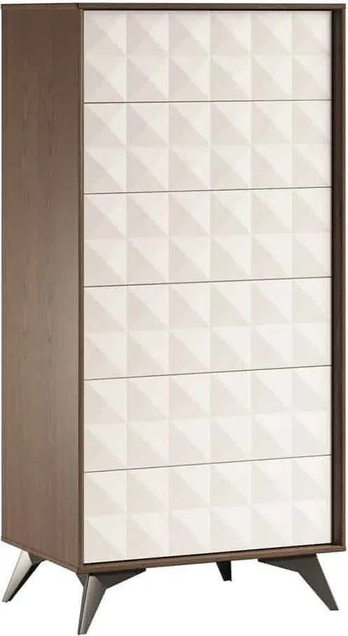 Comodă lemn masiv nuc Zion Crem-, 158 × 43 × 125 cm
