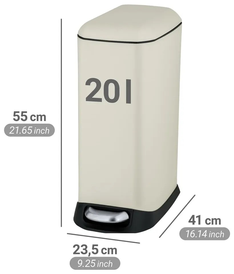 Coș de gunoi crem cu pedală din oțel 20 l Design – Wenko