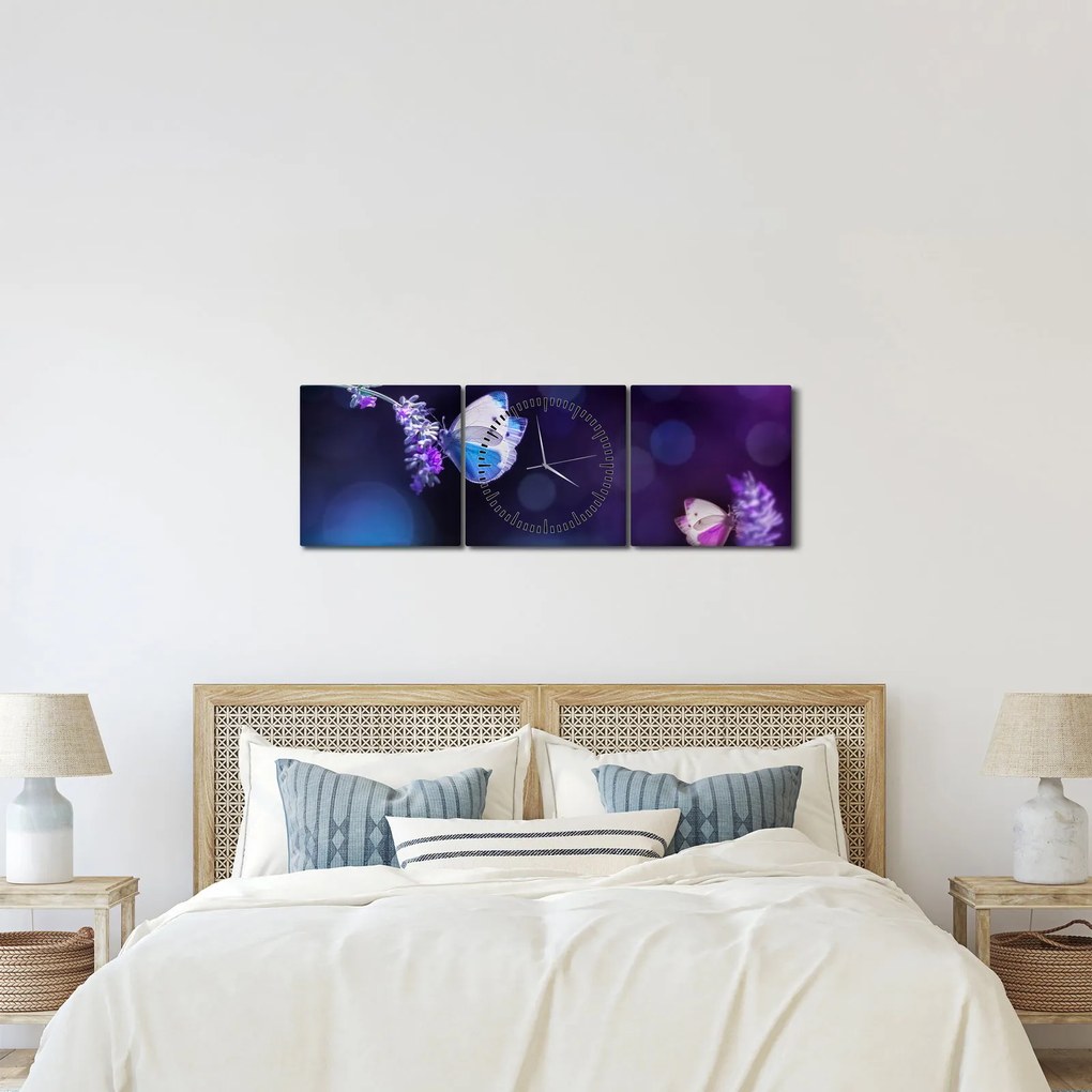 Tablou - Flutute în lavandă (cu ceas) (90x30 cm)