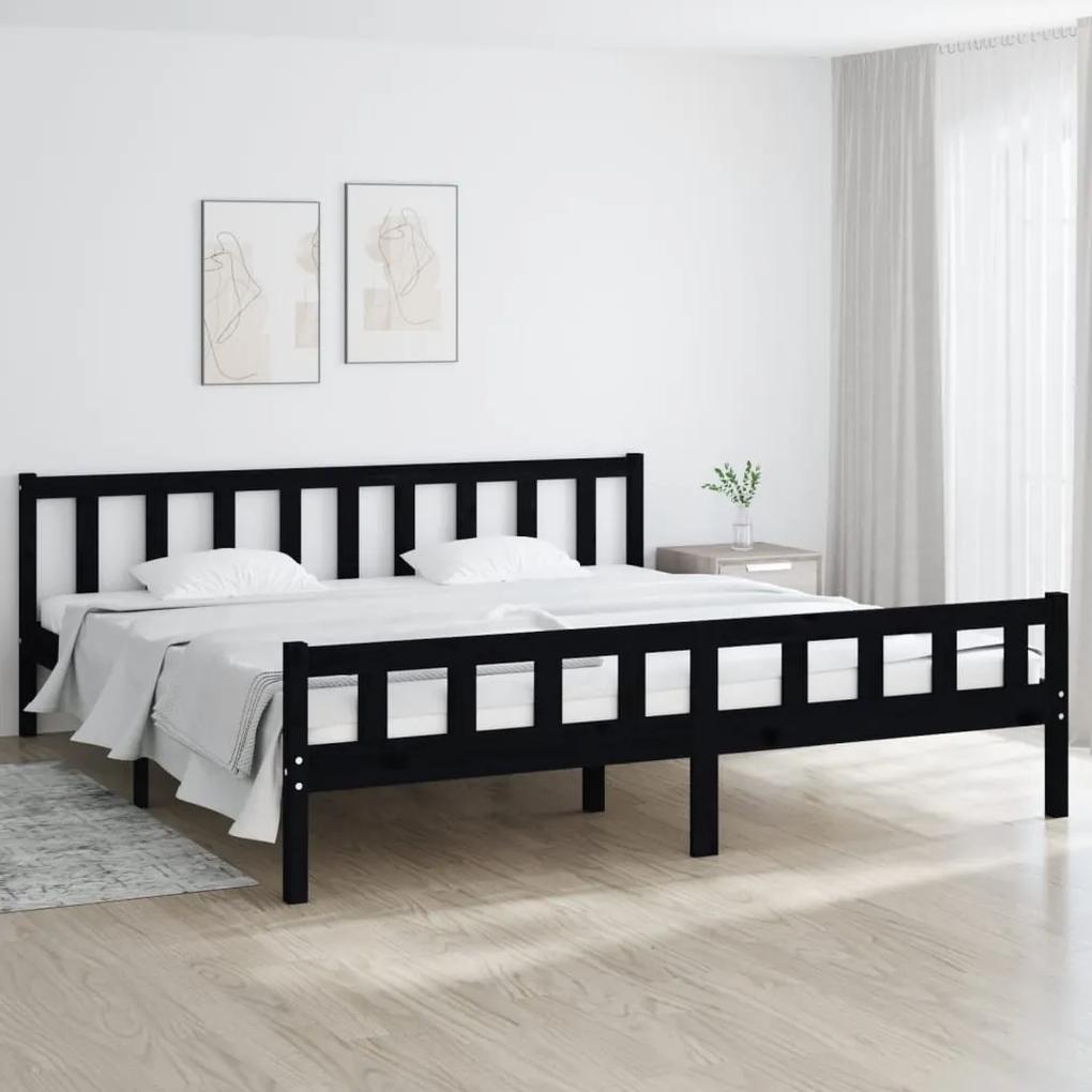 810703 vidaXL Cadru de pat, negru, 200x200 cm, lemn masiv