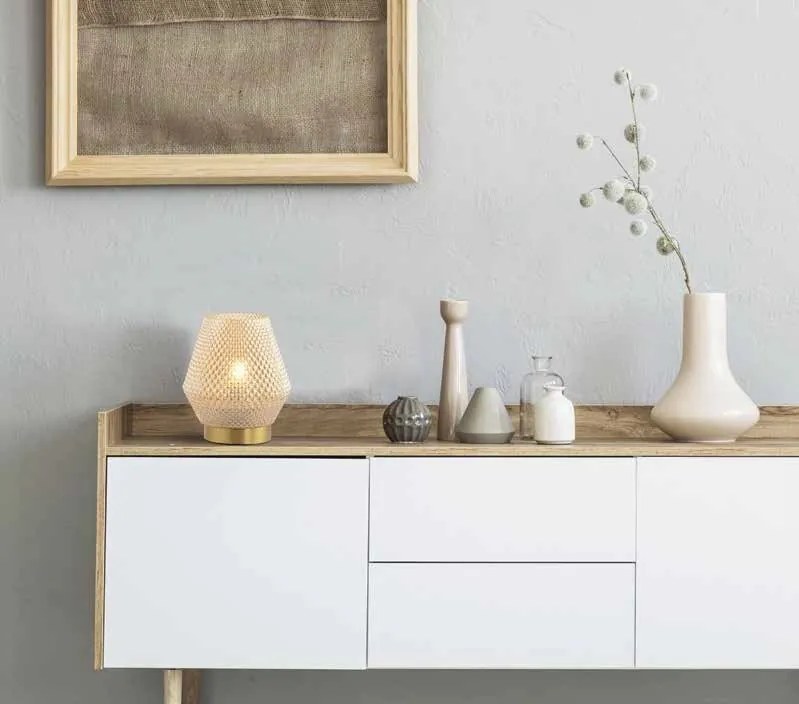 Veioza, lampa de masa design modern Hardo alama, transparenta