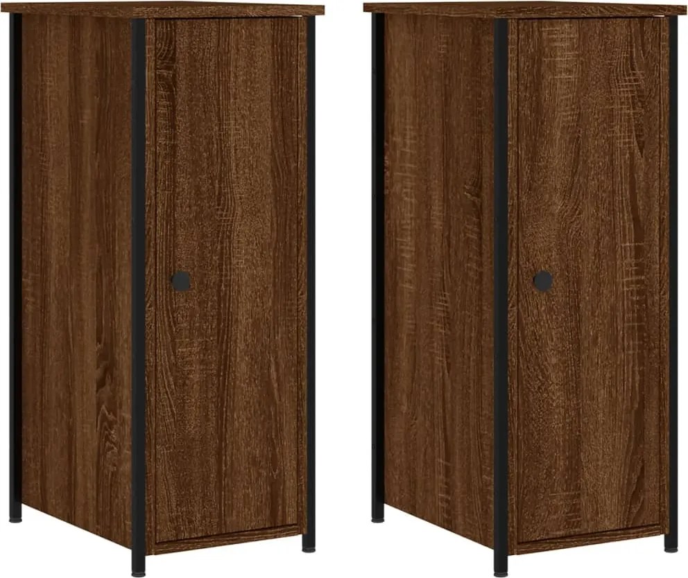 vidaXL Noptiere, 2 buc., stejar maro, 32x42x80 cm, lemn compozit