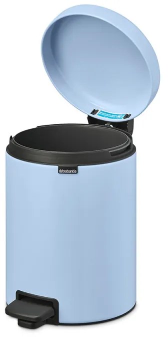 Cos de gunoi cu pedala Brabantia NewIcon 1005528, 5 l, Inchidere lina, Baza antiderapanta, Albastru deschis