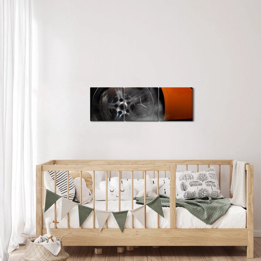 Tablou - Mașină sport portocalie (cu ceas) (90x30 cm)