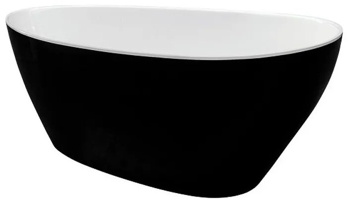 Cada baie freestanding ovala, compozit, negru alb, 160x70 cm, Besco Goya BlackWhite Negru/Alb, 1600x700 mm