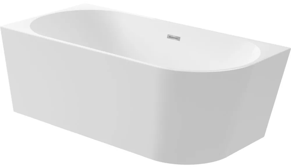 Cada baie freestanding Deante Silia, 150 x 75 cm, lipita de perete, orientare stanga, alb lucios 1500x750 mm, Stanga