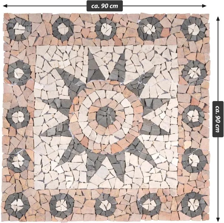 Mozaic din marmură, motiv floare, 90 x 90 cm