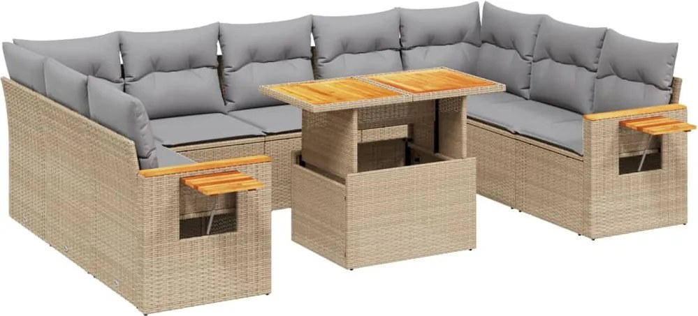 vidaXL Set canapele de grădină cu perne, 11 piese, bej, poliratan