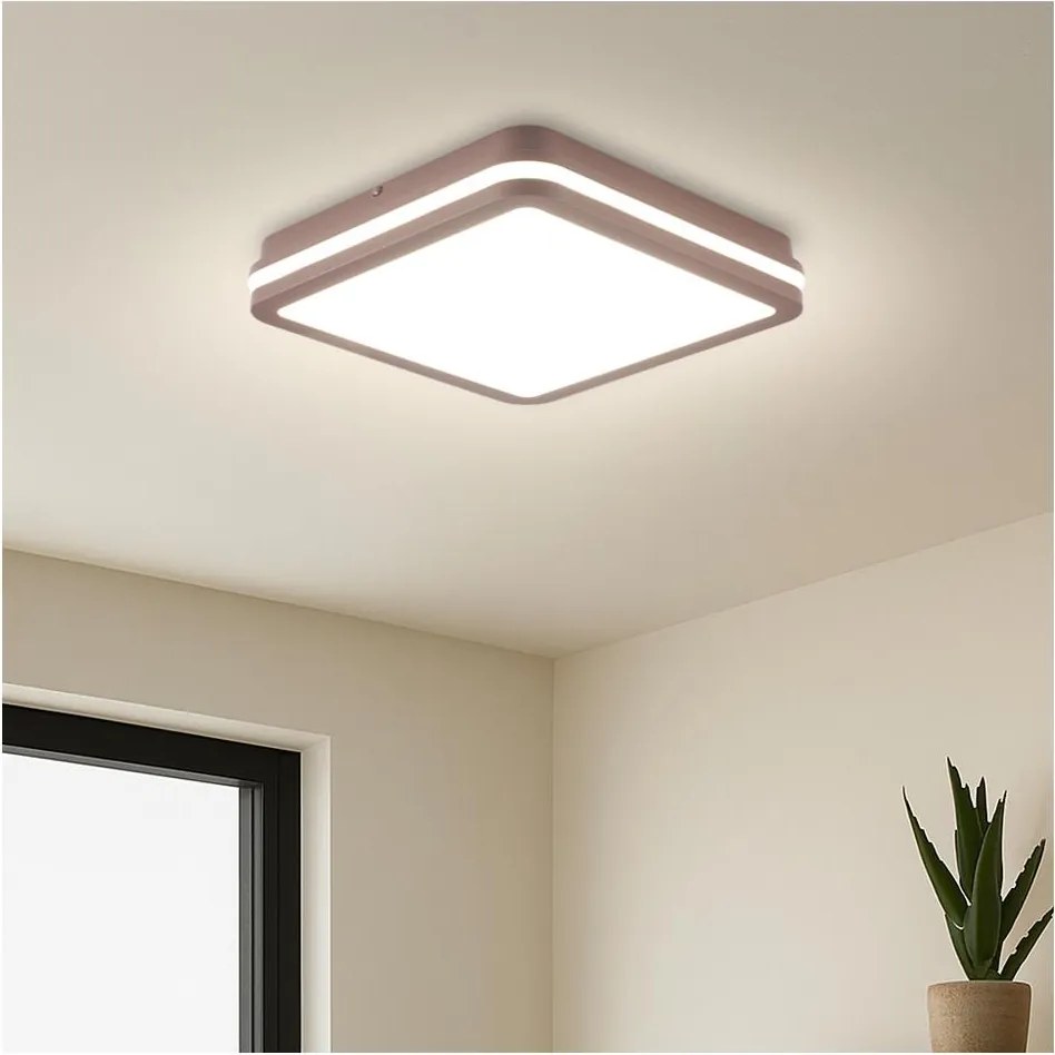 Brilagi-LED Aplica de exterior cu senzor BENE, LED 24W, 230V, 26x26 cm, maro, IP54