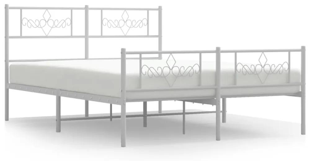 355331 vidaXL Cadru de pat metalic cu tăblie, alb, 120x190 cm