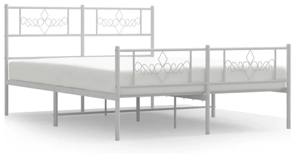 355331 vidaXL Cadru de pat metalic cu tăblie, alb, 120x190 cm