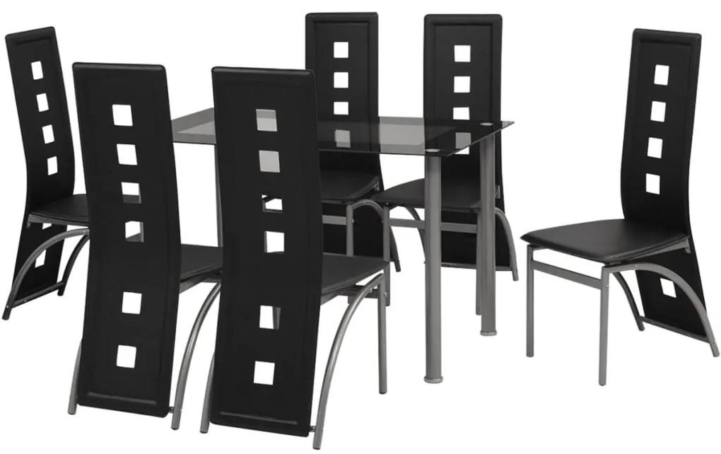 Set masa si scaune de bucatarie 7 piese, Negru Negru