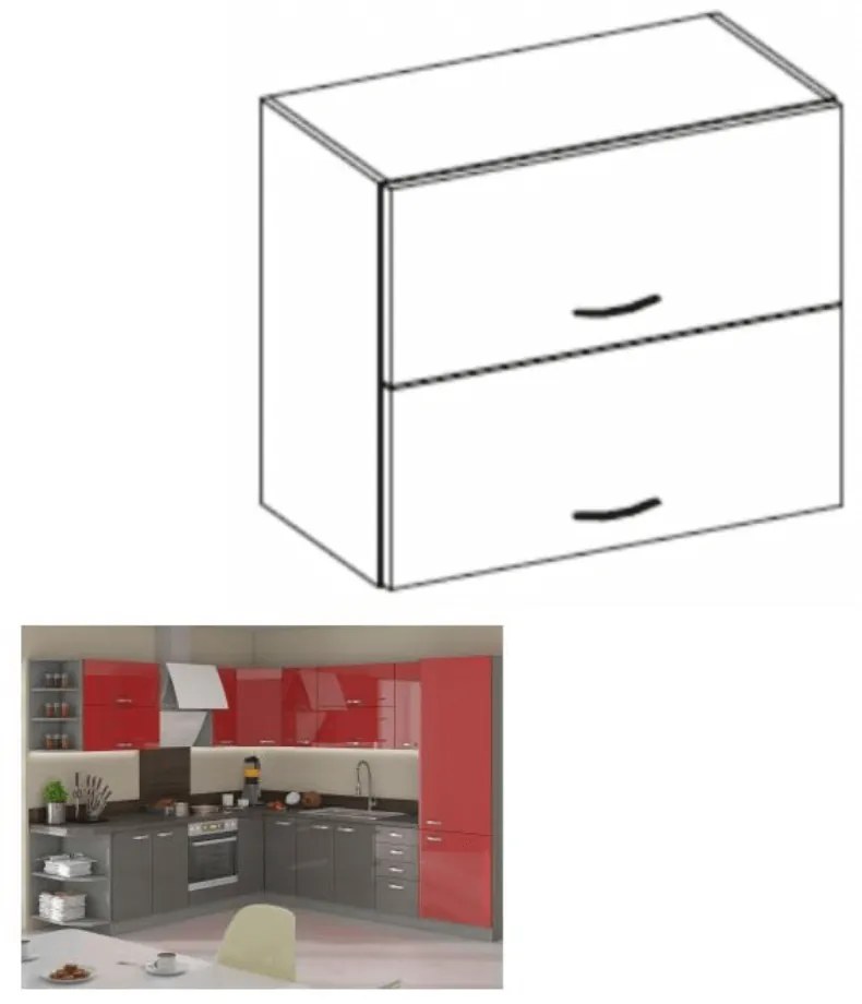 Dulap superior, rosu extra lucios, PRADO 80 GU-72