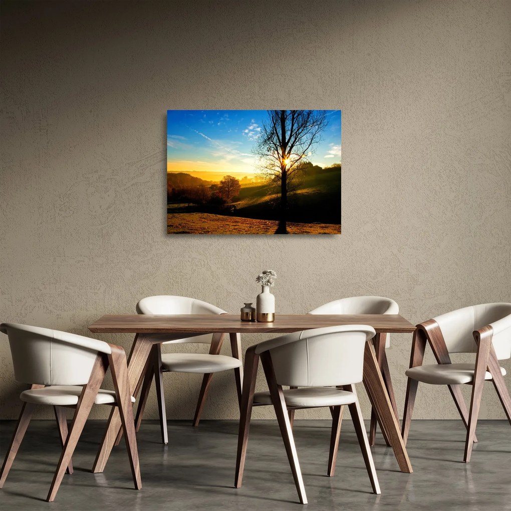 Tablou pe sticlă cu răsăsrit de soare (70x50 cm)