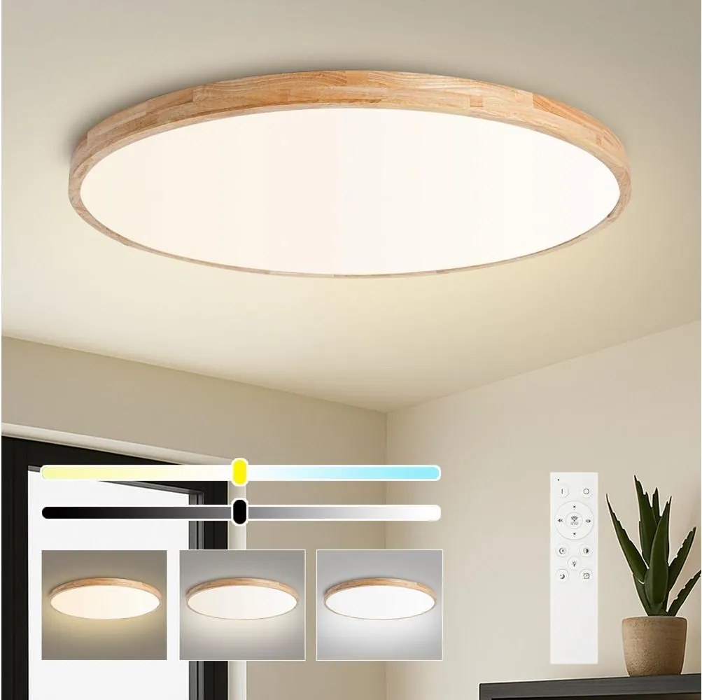 Brilagi - Lampă LED dimabilă WOODLINE, 128W, 230V, 3000-6000K, stejar, diametru 100 cm + telecomandă