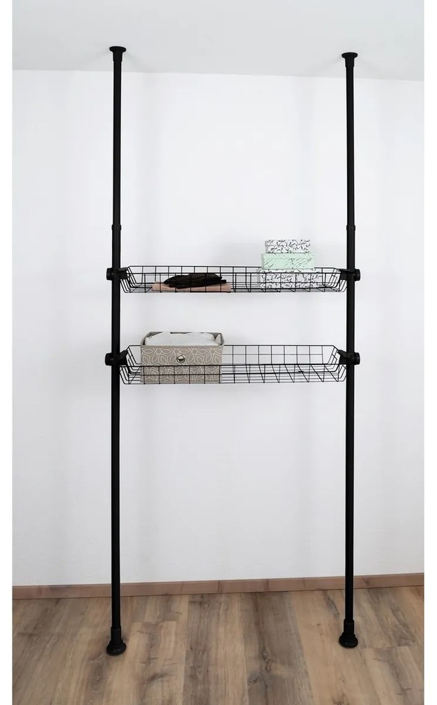 Wenko Set de 2 coșuri din sârmă Herkules, negru