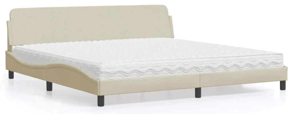 vidaXL Pat cu saltea, crem, 200x200 cm, textil