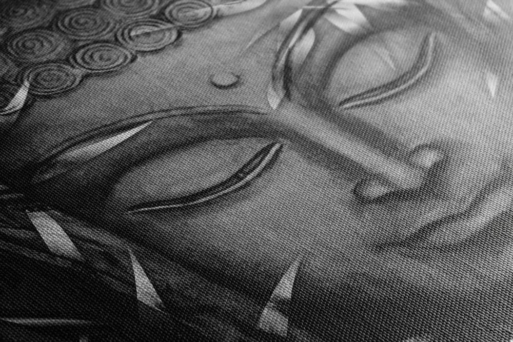 Tablou Budha zâmbitor în design alb-negru