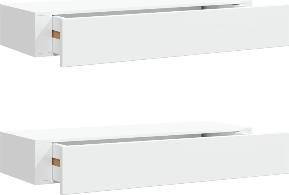 vidaXL Dulapuri de perete cu sertare 2 buc. alb, 60x23,5x10 cm MDF