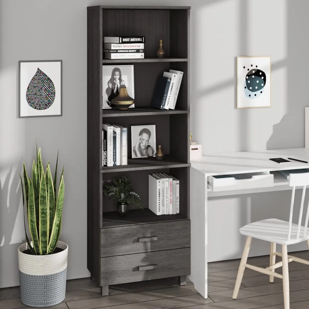 vidaXL Dulap înalt „HAMAR” gri deschis 60x35x180 cm, lemn masiv de pin