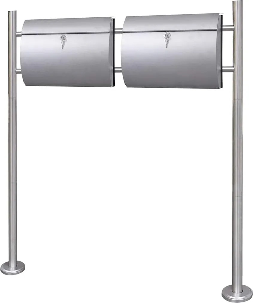 vidaXL Cutie poștală dublă pe suport din oțel inoxidabil