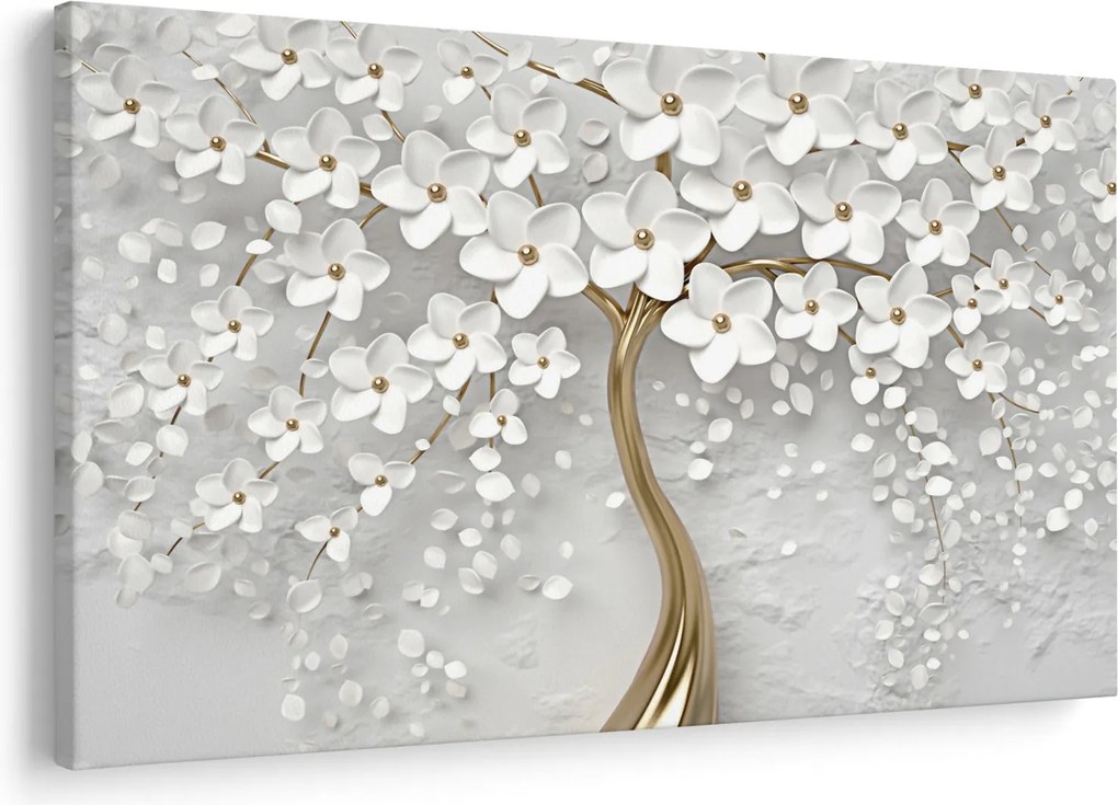 Tablou cu copac alb cu flori (90x60 cm)