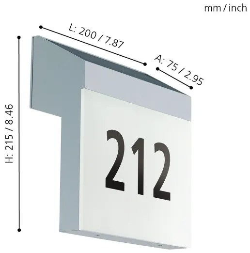 Număr solar de casă Eglo 97339 LUNANO LED/2W/3,7V 2000 mAh IP44