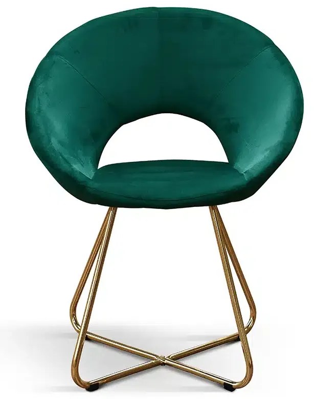 SET 2 Scaune Iris, structura metalica aurie, tapiterie catifea - VERDE - CATIFEA - AURIU - STANDARD
