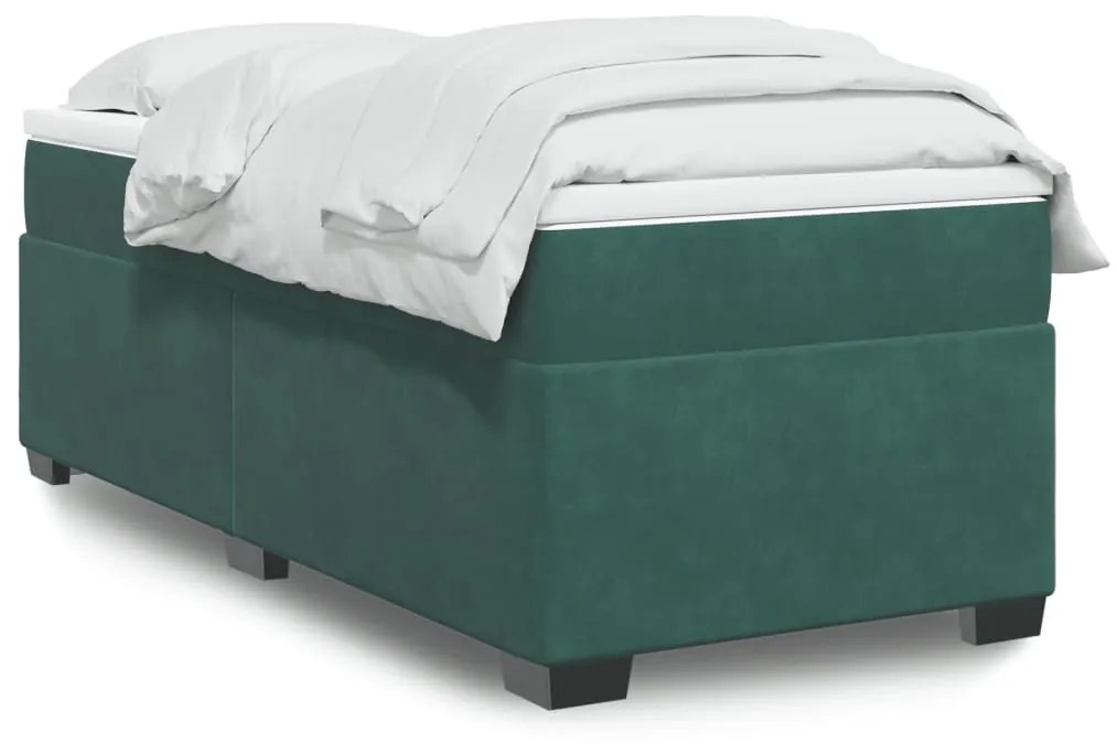 3285254 vidaXL Pat box spring cu saltea, verde închis, 90x190 cm, catifea