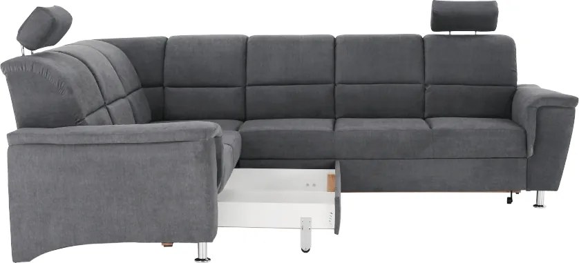 Colţar extensibil, material textil gri, model stânga, SANTIAGO