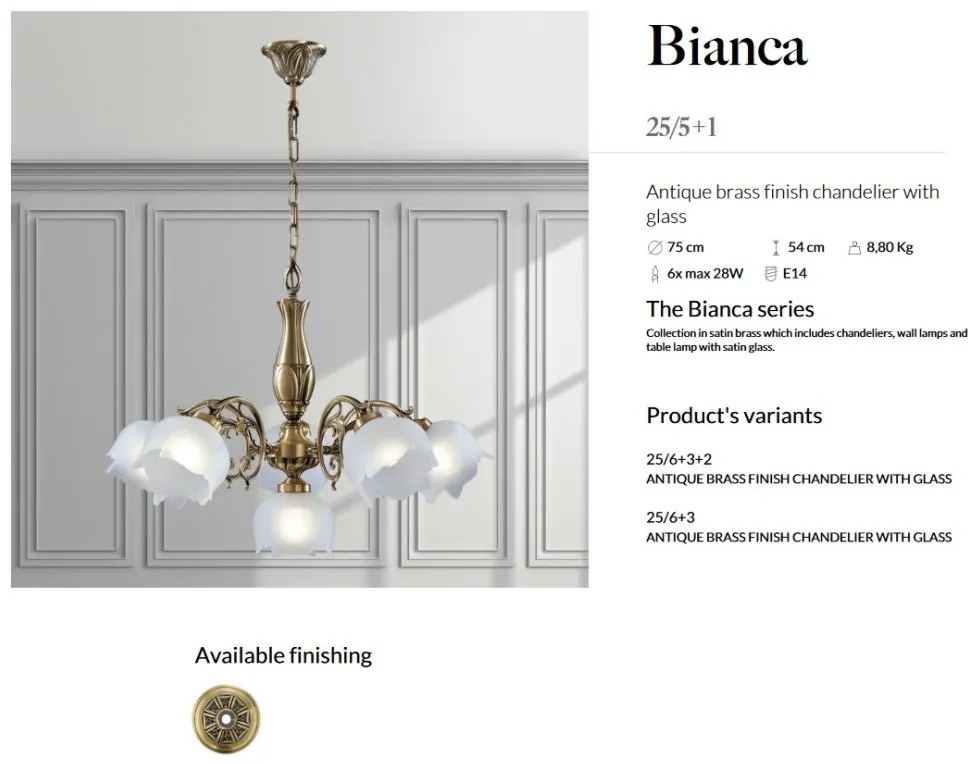 Candelabru 5 brate LUX design clasic realizat manual Bianca